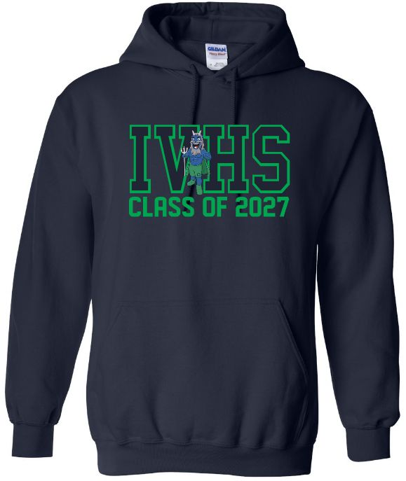 Island View High School - Navy IVHS Class of 2027 with Blue Devil Hoodie
