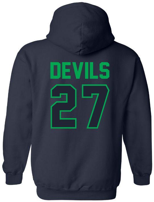 Island View High School - Navy IVHS Class of 2027 with Blue Devil Hoodie