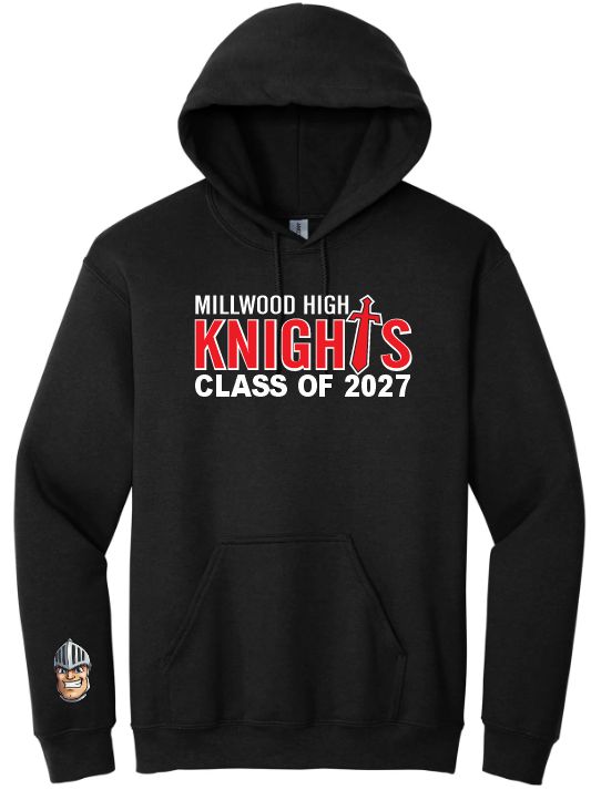 Millwood High - Black Millwood Knights Class of 2027 Hoodie (Full Chest)