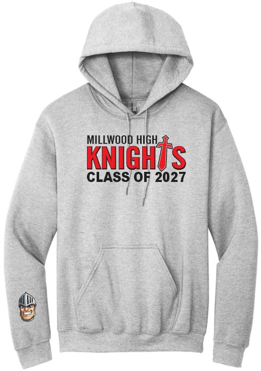 Millwood High - Sport Grey Millwood Knights Class of 2027 Hoodie (Full Chest)