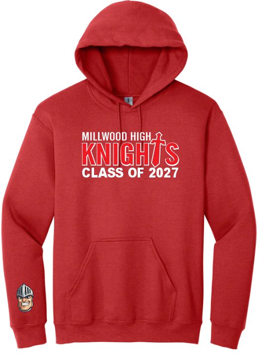 Millwood High - Red Millwood Knights Class of 2027 Hoodie (Full Chest)