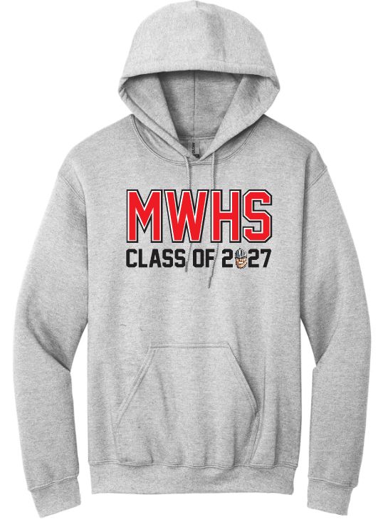 Millwood High - Sport Grey MWHS Class of 2027 with Millwood Knight Head Hoodie (Full Chest)