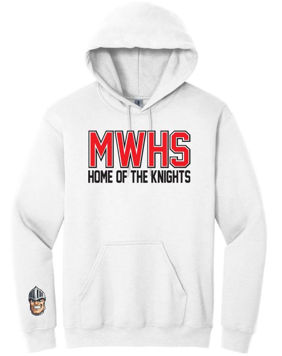 Millwood High - White MWHS Home of the Knights Hoodie (Full Chest)