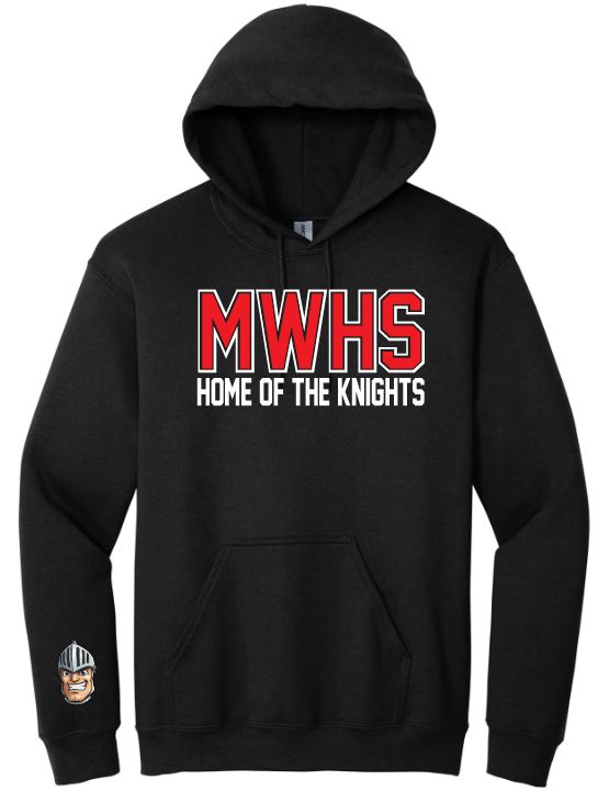 Millwood High - Black MWHS Home of the Knights Hoodie (Full Chest)