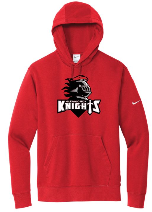 Millwood High - Red Millwood High Logo Nike Hoodie (Full Chest)