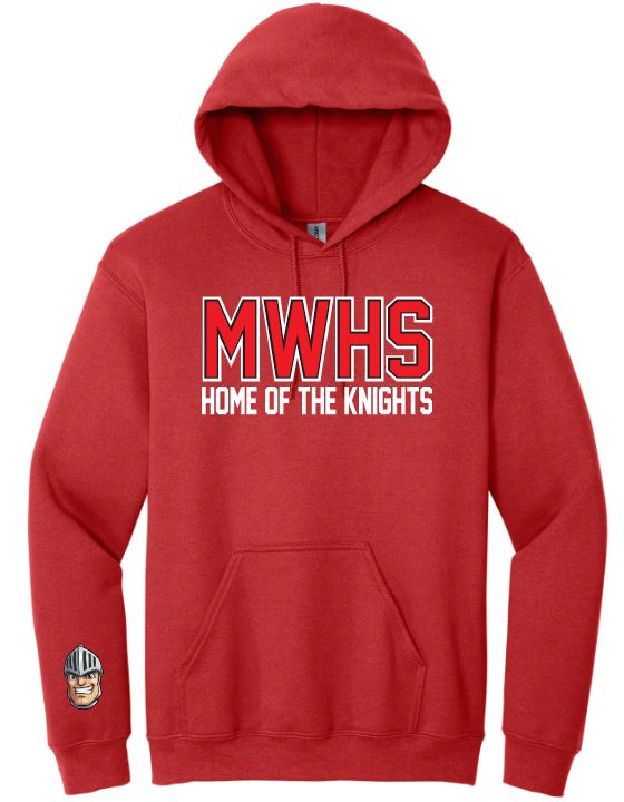 Millwood High - Red MWHS Home of the Knights Hoodie (Full Chest)