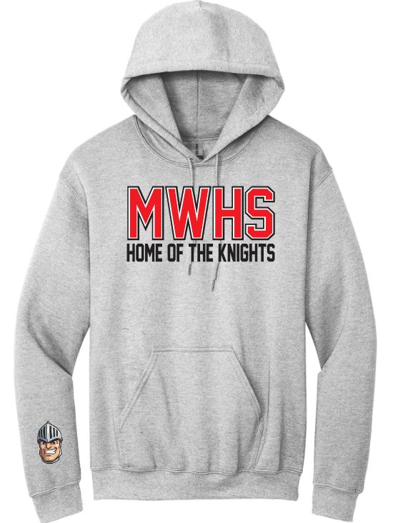 Millwood High - Sport Grey MWHS Home of the Knights Hoodie (Full Chest)