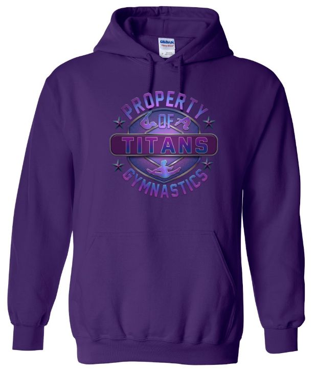 Titans Gymnastics &amp; Trampoline - Purple Hoodie with Purple Ombre Property of Titans Logo