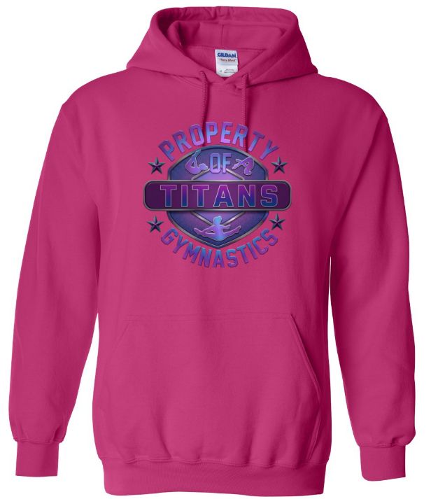 Titans Gymnastics &amp; Trampoline - Pink Hoodie with Purple Ombre Property of Titans Logo