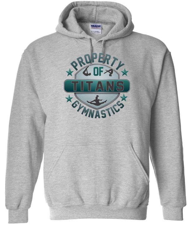 Titans Gymnastics &amp; Trampoline - Sport Grey Hoodie with Teal Ombre Property of Titans Logo