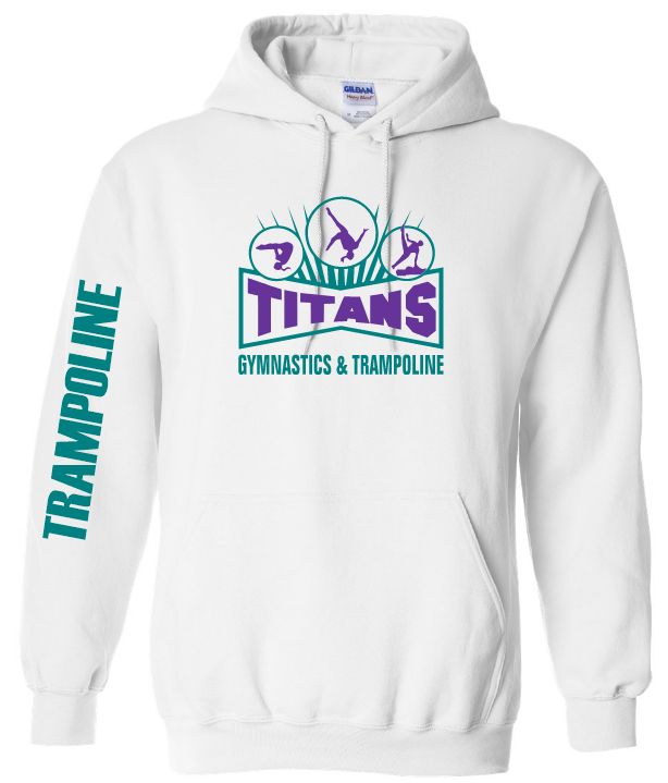 Titans Gymnastics &amp; Trampoline - White Titans Logo Hoodie (Teal/Purple Logo)