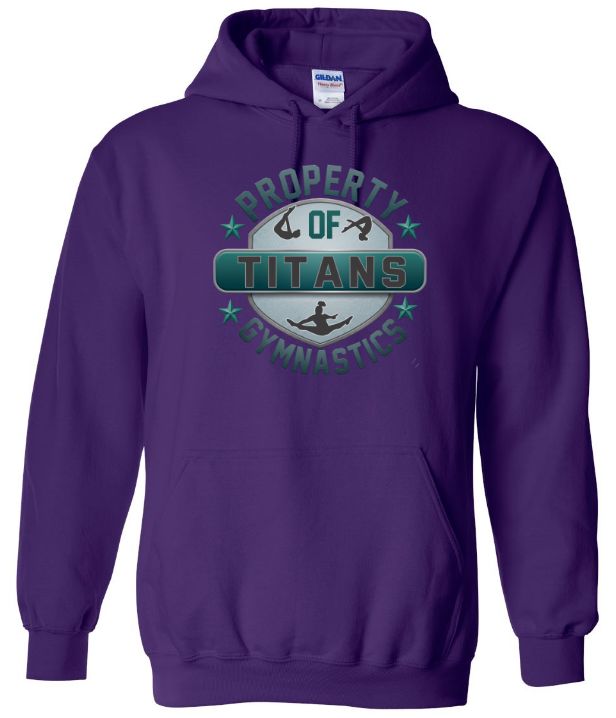 Titans Gymnastics &amp; Trampoline - Purple Hoodie with Teal Ombre Property of Titans Logo