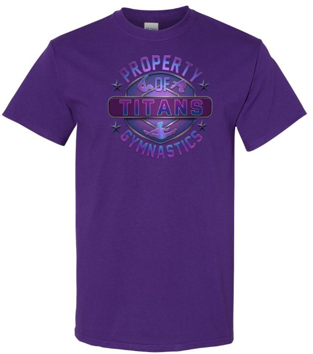 Titans Gymnastics &amp; Trampoline - Purple T-Shirt with Purple Ombre Property of Titans Logo