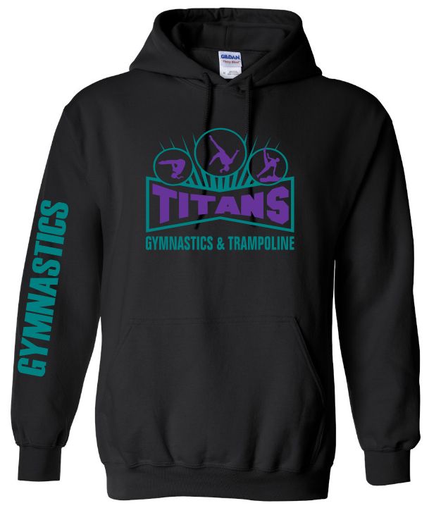 Titans Gymnastics &amp; Trampoline - Black Titans Logo Hoodie (Teal/Purple Logo)