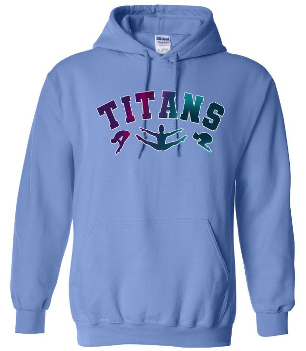 Titans Gymnastics &amp; Trampoline - Carolina Blue Titans Arch Hoodie