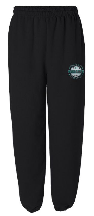 Titans Gymnastics &amp; Trampoline - Black Sweatpants with Teal Ombre Property of Titans Logo