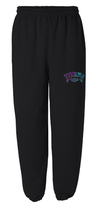 Titans Gymnastics &amp; Trampoline - Black Sweatpants with Purple Ombre Property of Titans Logo