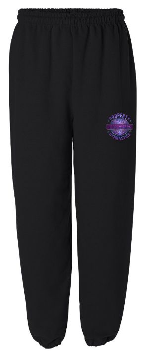 Titans Gymnastics &amp; Trampoline - Black Sweatpants with Purple Ombre Property of Titans Logo