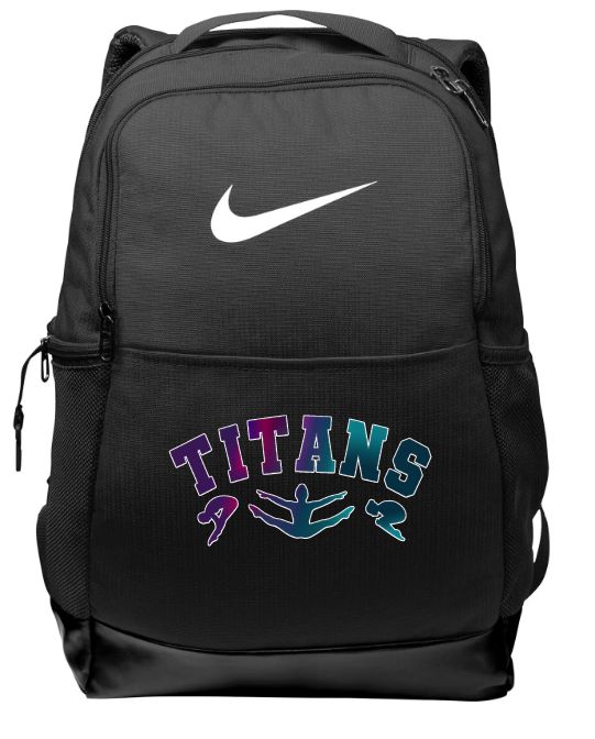 Titans Gymnastics and Trampoline - Black Nike Backpack with Titans Arch Logo