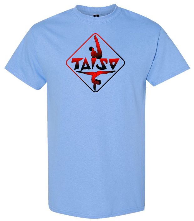 Taiso Gymnastics - Carolina Blue Taiso Logo T-Shirt (Red/Black Ombre)