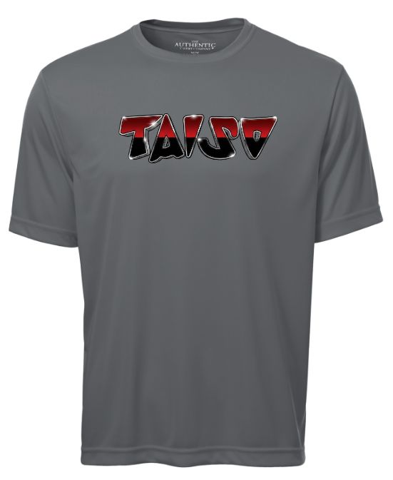Taiso Gymnastics - Coal Grey "TAISO" Short Sleeve Moist Wick (Red/Black/Silver Ombre)