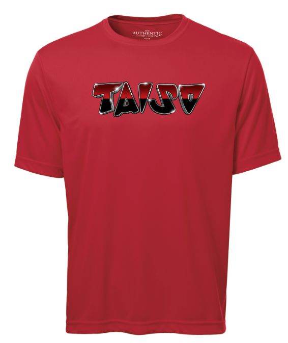 Taiso Gymnastics - Red "TAISO" Short Sleeve Moist Wick (Red/Black/Silver Ombre)