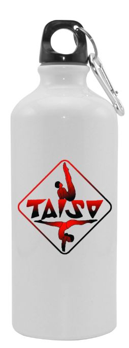Taiso Gymnastics - White Taiso Logo Aluminum Water Bottle (Red/Black Ombre Logo)