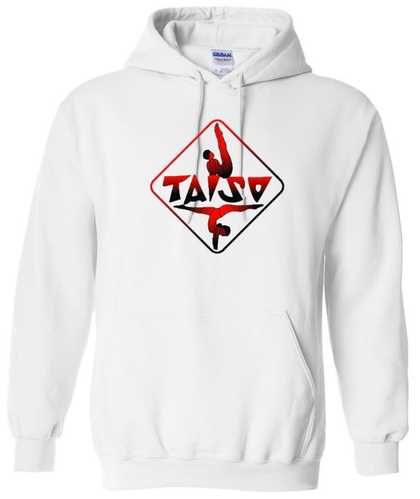 Taiso Gymnastics - White Taiso Logo Hoodie (Red/Black Ombre)