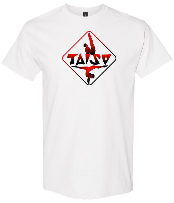 Taiso Gymnastics - White Taiso Logo T-Shirt (Red/Black Ombre)