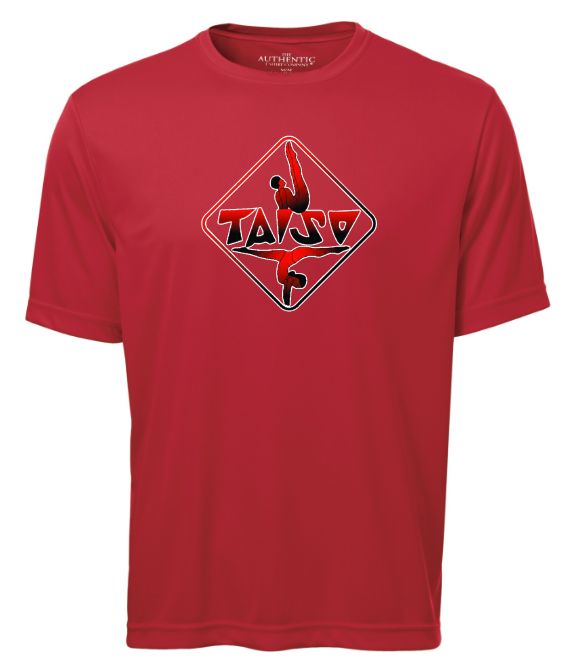 Taiso Gymnastics - Red Taiso Logo Short Sleeve Moist Wick (Red/Black Ombre)