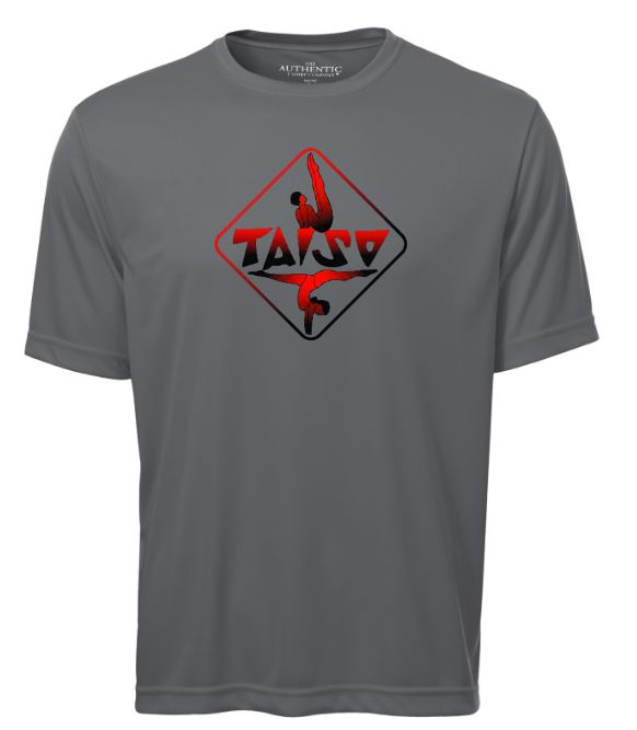 Taiso Gymnastics - Coal Grey Taiso Logo Short Sleeve Moist Wick (Red/Black Ombre)