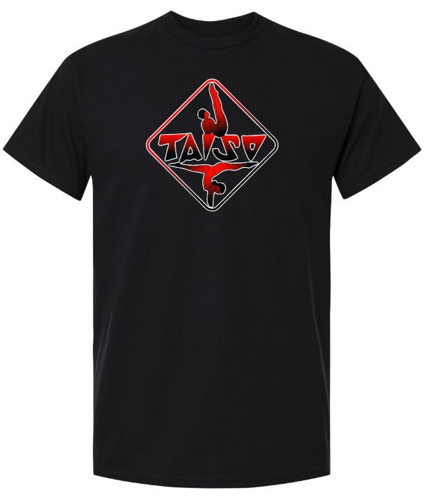 Taiso Gymnastics - Black Taiso Logo T-Shirt (Red/Black Ombre)
