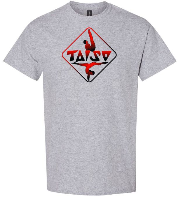 Taiso Gymnastics - Sport Grey Taiso Logo T-Shirt (Red/Black Ombre)