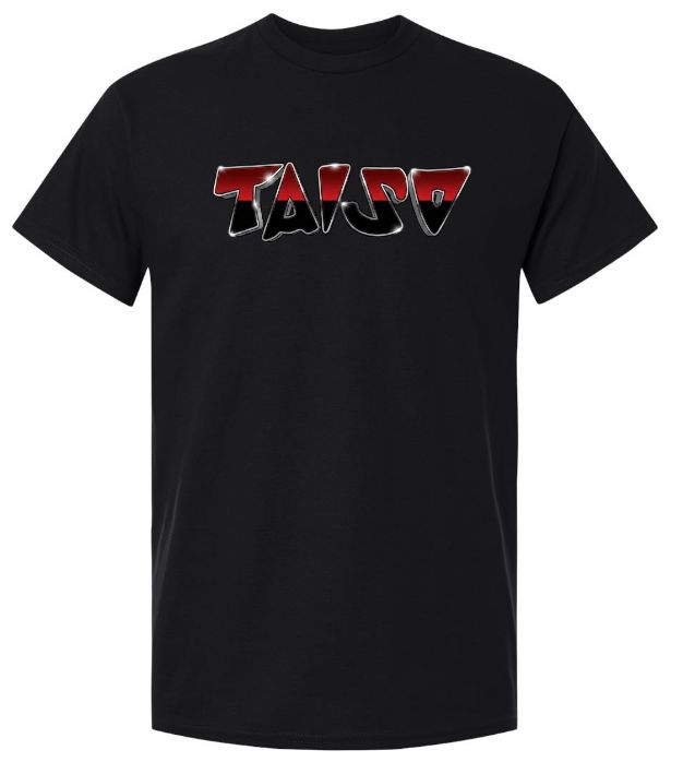 Taiso Gymnastics - Black "TAISO" T-Shirt (Red/Black/Silver Ombre)