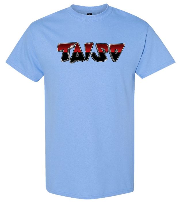 Taiso Gymnastics - Carolina Blue "TAISO" T-Shirt (Red/Black/Silver Ombre)