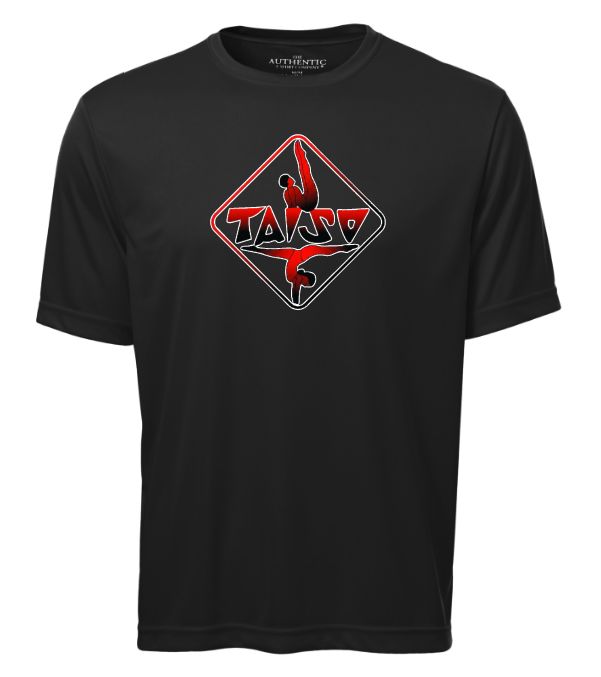 Taiso Gymnastics - Black Taiso Logo Short Sleeve Moist Wick (Red/Black Ombre)