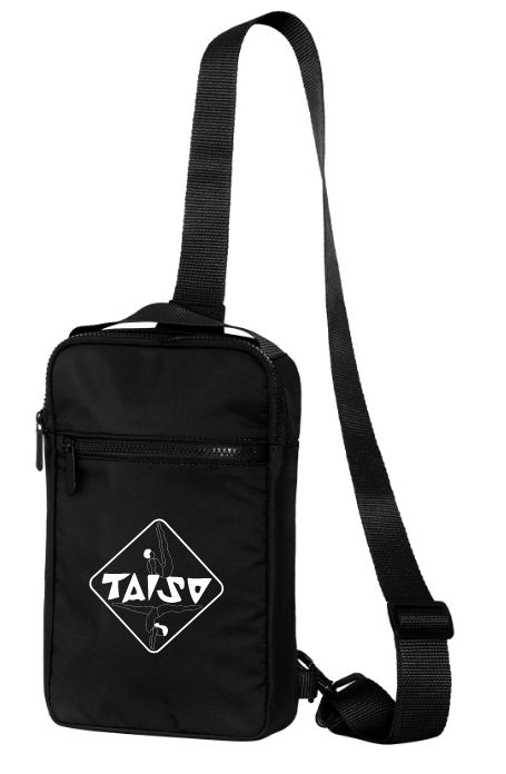 Taiso Gymnastics - Black Taiso Logo Matte Sling Bag (White Logo)