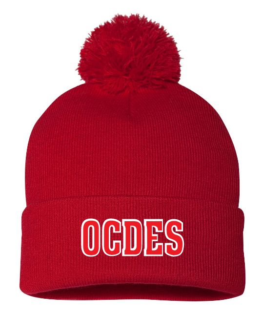 O'Connell Drive Elementary - Red OCDES Pom-Pom Beanie