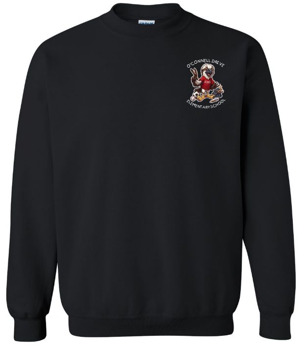 O'Connell Drive Elementary - Black O'Connell Drive Elementary Crewneck Sweatshirt (Left Chest)