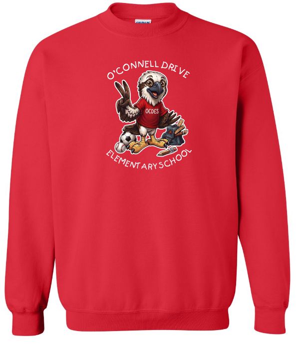 O'Connell Drive Elementary - Red O'Connell Drive Elementary Crewneck Sweatshirt (Full Chest)