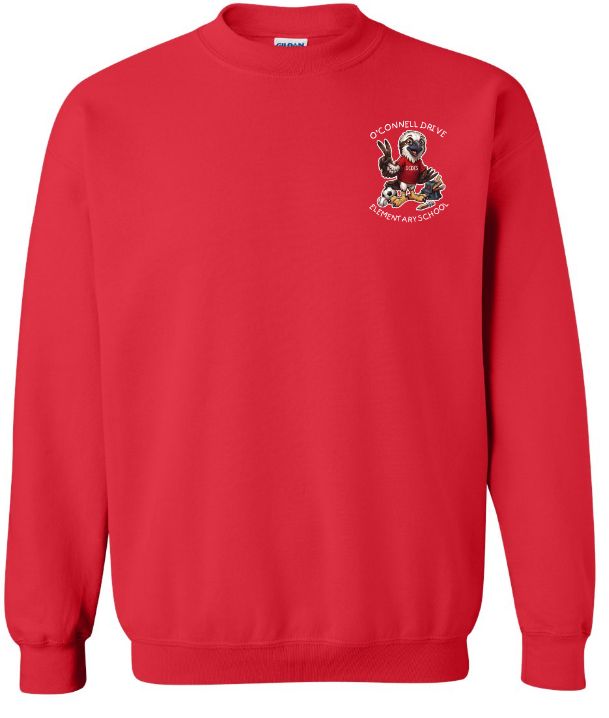O'Connell Drive Elementary - Red O'Connell Drive Elementary Crewneck Sweatshirt (Left Chest)