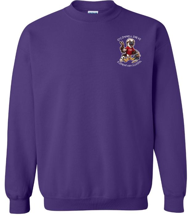 O'Connell Drive Elementary - Purple O'Connell Drive Elementary Crewneck Sweatshirt (Left Chest)