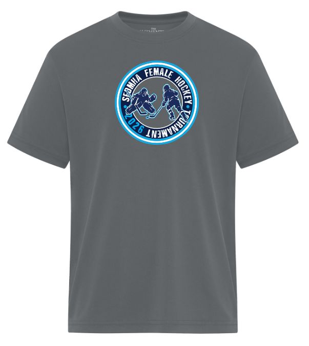 SEDMHA Female Hockey Tournament- Coal Grey SEDMHA Essential Performance T-Shirt (Full Chest Logo)