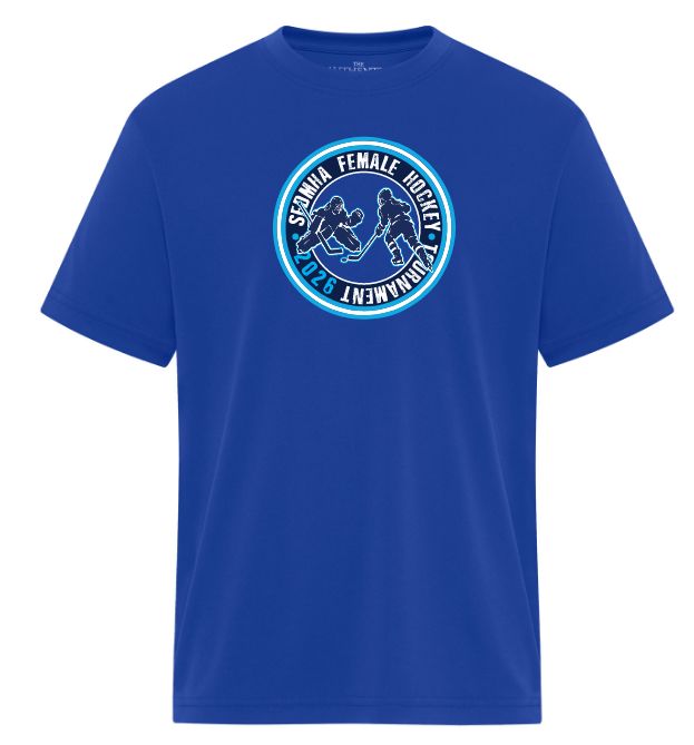 SEDMHA Female Hockey Tournament- Royal Blue SEDMHA Essential Performance T-Shirt (Full Chest Logo)