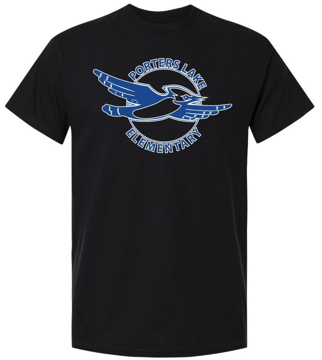 Porters Lake Elementary School - Black T-Shirt (Full Chest Logo)