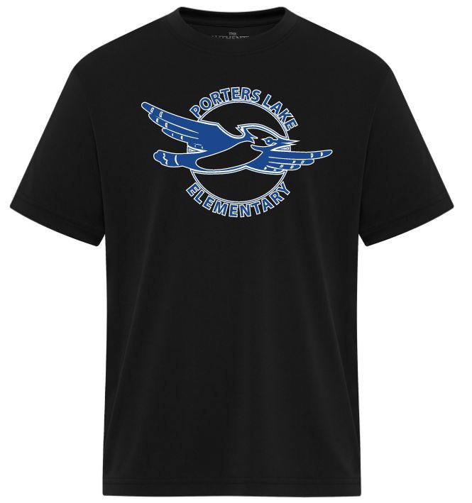 Porters Lake Elementary School - Black Essential Performance T-Shirt (Full Chest Logo)
