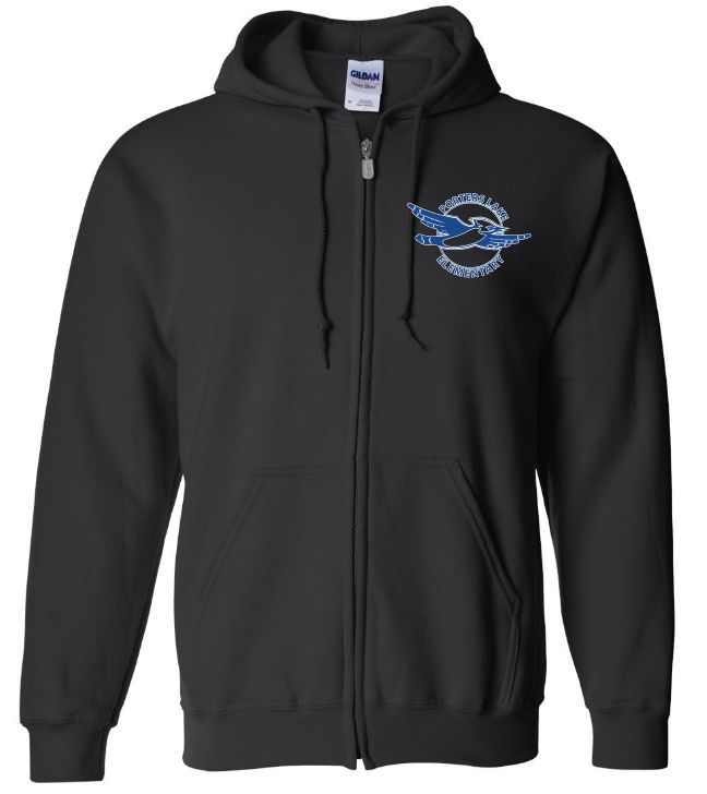 Porters Lake Elementary School - Black Zip Hoodie (Left Chest)