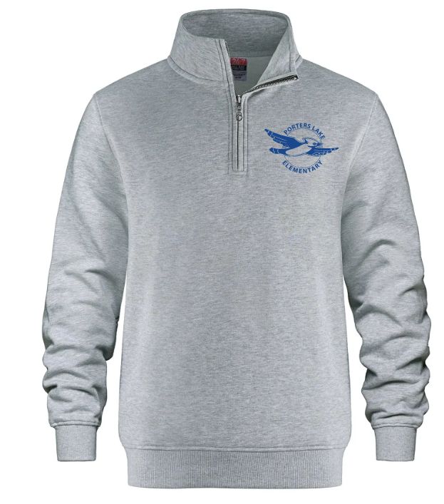 Porters Lake Elementary School - Athletic Heather Grey CSW 1/4 Zip Sweater (Left Chest)
