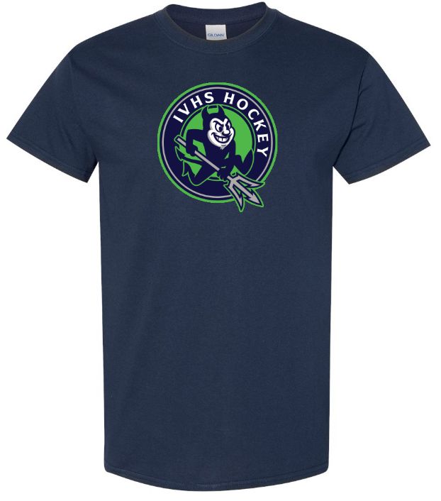 Island View High School - Navy IVHS Devils Hockey T-Shirt (Full Chest)