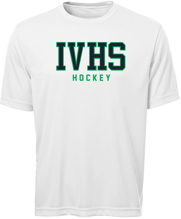 Island View High School - White IVHS Hockey Short Sleeve Performance Shirt (Full Chest)